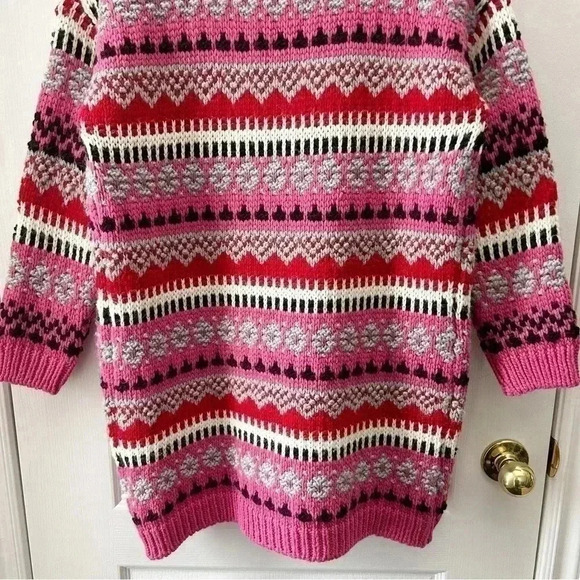 Cocogio Wool Duster Cardigan Chunky Knit Draped Sweater Pink Red Black Small - Picture 9 of 17